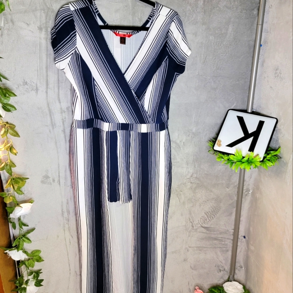 Stripped Romper Navy Blue & White